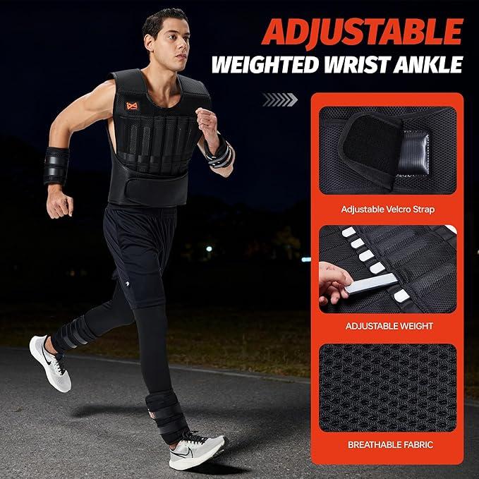 LEKÄRO  Adjustable Weighted Vest Set for Men Women with 44lbs Total Weight Ergonomic Design for Workout Strength Training Running Fitness