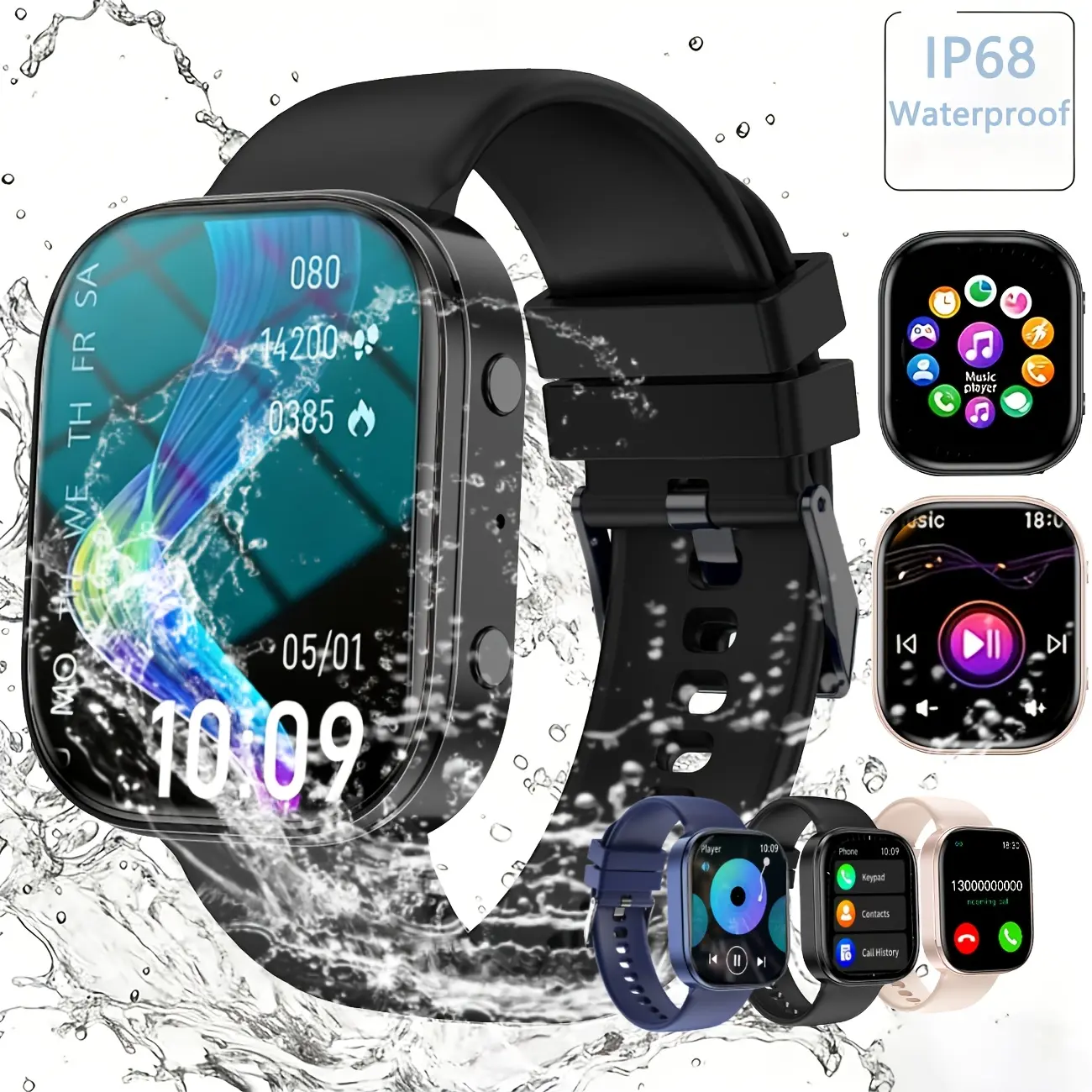 2026 New Multifunctional Smartwatch for Men - HD Screen, Activity Tracker, Customizable Watch Faces, Step & Calorie Monitor, IP68 Waterproof, Multiple Workout Sports Modes, Bluetooth Smart Wearable Devices, Ideal Gift