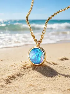 Micro Wormhole Round Artificial Opal Pendant Necklace, Sci-Fi Future Aesthetic, Unisex, Perfect for Theme Parties and Events
