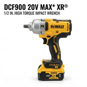 DeWALT DCF900 20V MAX XR Brushless 1/2 Inch High Torque Impact Wrench for Heavy Duty Truck Repair and Steel Construction Featuring 1396 Nm Fastening Torque with 1898 Nm Breakaway Power and Precision Wrench Control Mode
