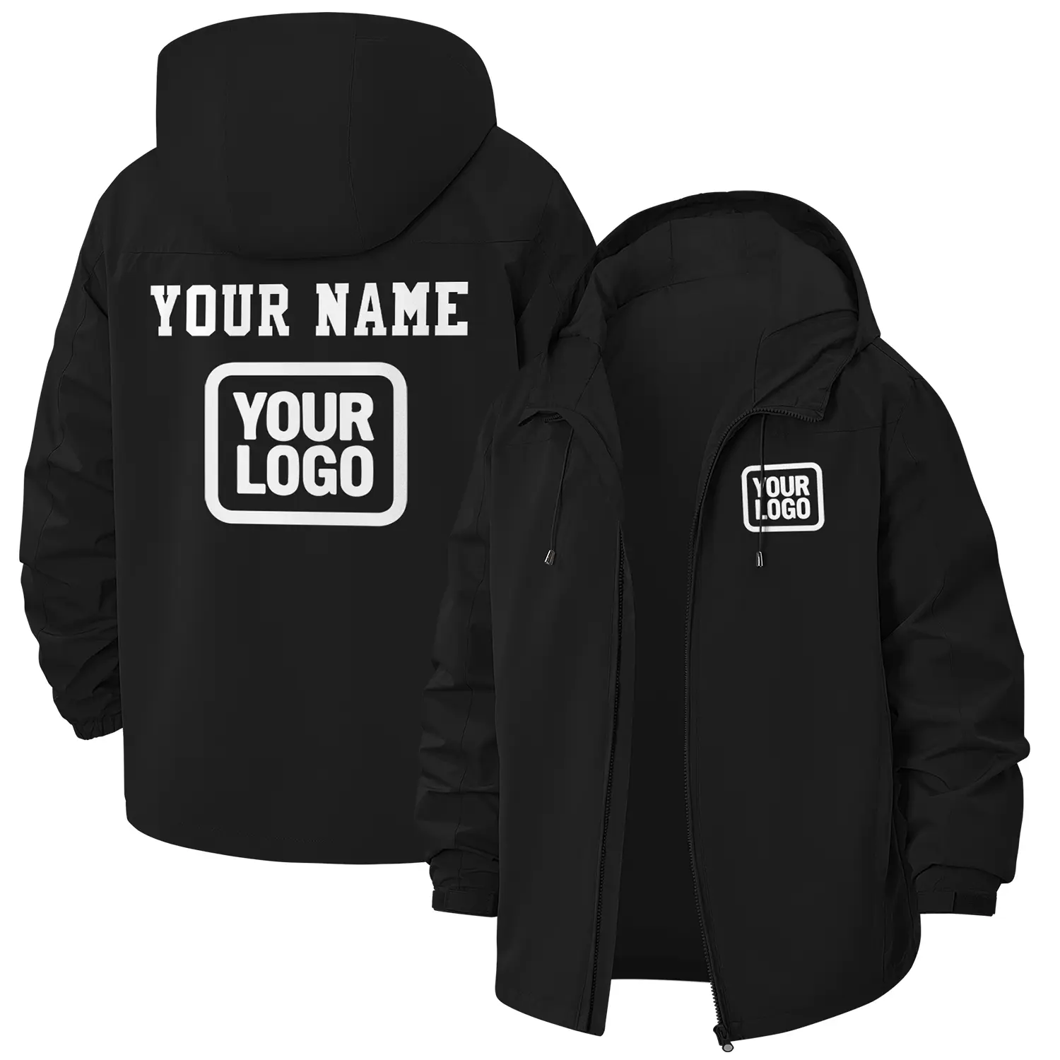 Tailorly Men's Custom Logo Racing Jacket, Streetwear Bomber Style with Pockets - Trending Fashion Menswear, Waterproof & Windproof Long Sleeve Black Outerwear