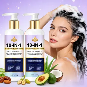 10-In-1 Multi-Functional Hair Strengthening Shampoo and Conditioner Set, Plant-Based Ingredients, Gently Cleanses, Reduces Frizz, Smooths and Shines
