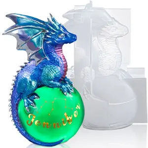 Dragon Resin Molds, Dragon Figurines Epoxy Resin Molds with Egg Base, 3D Animal Silicone Molds for Resin Crafts, DIY Home Desk Decor & Gifts - LET'S RESIN