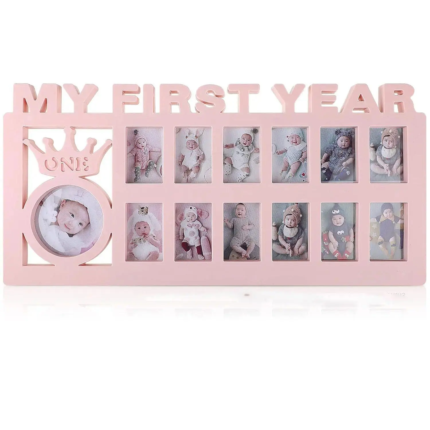 Baby Newborn Infant Photo Frame, 0-12 Months Month Old Growth Milestone Commemorative Photo Frame, First-Year Baby Souvenir, Kids Growing Memory Gift
