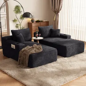 Cloud Couch with Storage Pockets & Cup Holders，L Shaped Sectional Sofa with Chaise, No Assembly Required, Boneless Sofa Bed, 69 Inch Plush Fabric Couch for Living Room, Apartment, Small Space