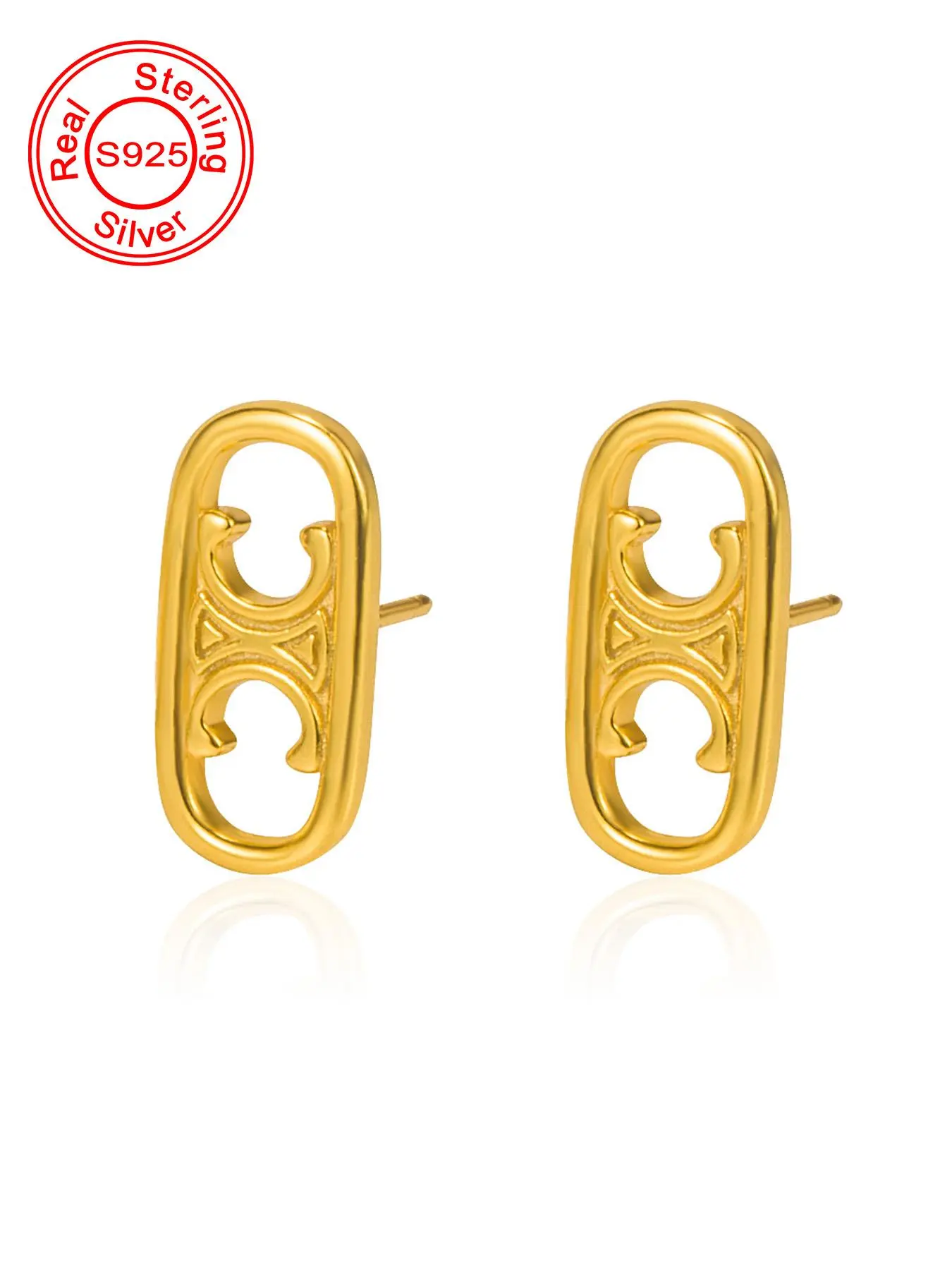 S925 Sterling Silver Rectangle Shaped Studs Earrings, Fashionable Earrings for Women, Trendy All-match & Exquisite Jewelry for Birthday Gift