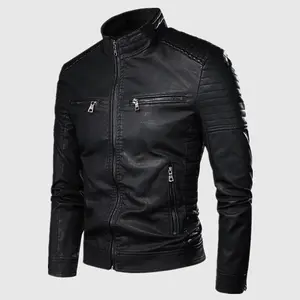 Fashion tops leather jacket slim fit middle aged men's men's clothing stand collar youth leather jacket men