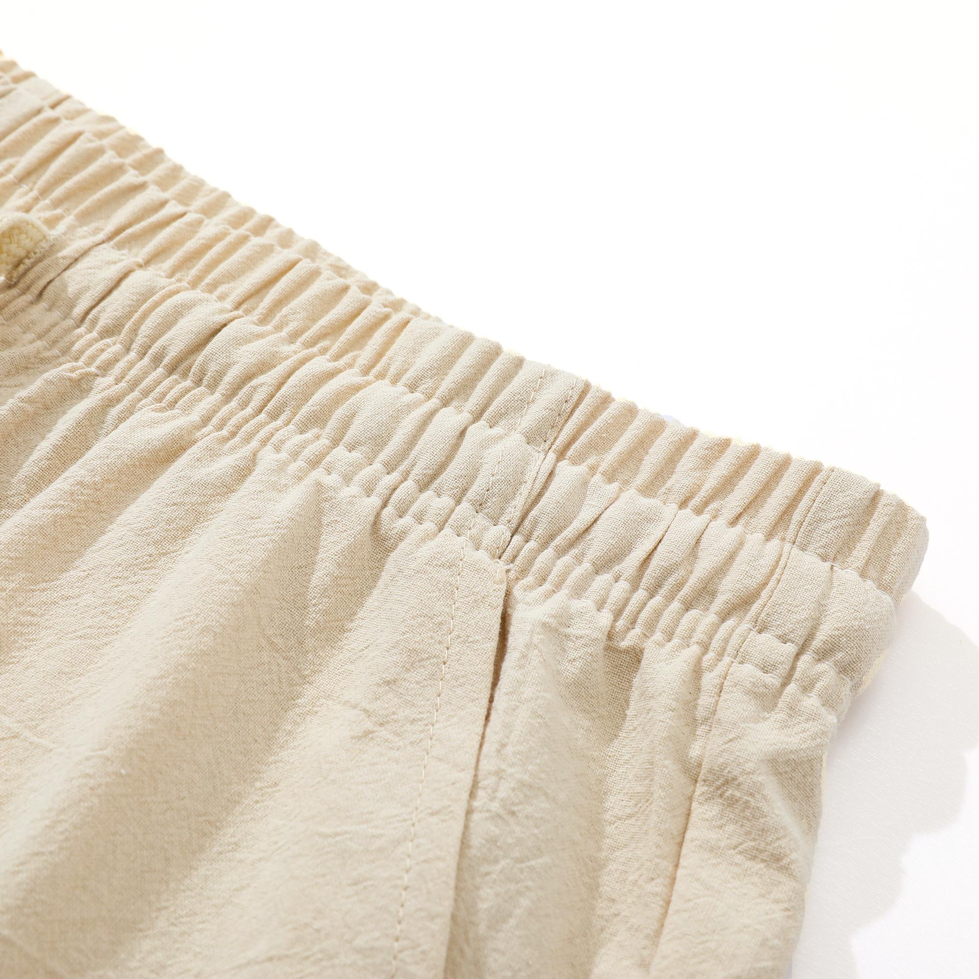 3-Pack Men’s Linen-Cotton Cropped Pants, Loose Fit, Elastic Waist, Drawstring, Breathable Summer 3/4 Shorts