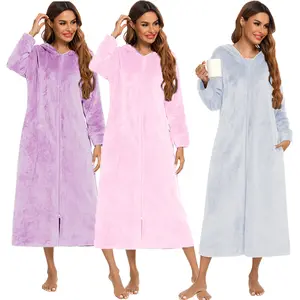Long Sleeve Autumn Winter Flannel Robe Cardigan Hooded Zipper Pajamas Couples Outfits Soft Warm Sleepwear for Men and Women Cozy Lounge Wear Set Ideal for Relaxation and Home Comfort
