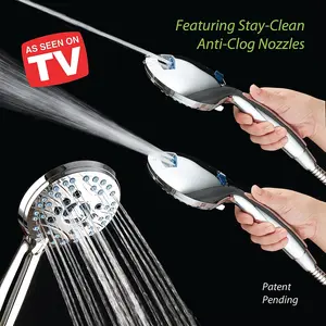 High Pressure 8-Mode Handheld Shower Head – Anti-Clog Nozzles, Power Wash for Tub, Tile & Pets, 6Ft Hose, Wall & Overhead Mount