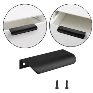 Hidden Handle Drawer Edge Concealed Flat Steel Handle, Aluminum Alloy Cabinet Handle with Modern Design, Durable and Stylish Kitchen Hardware