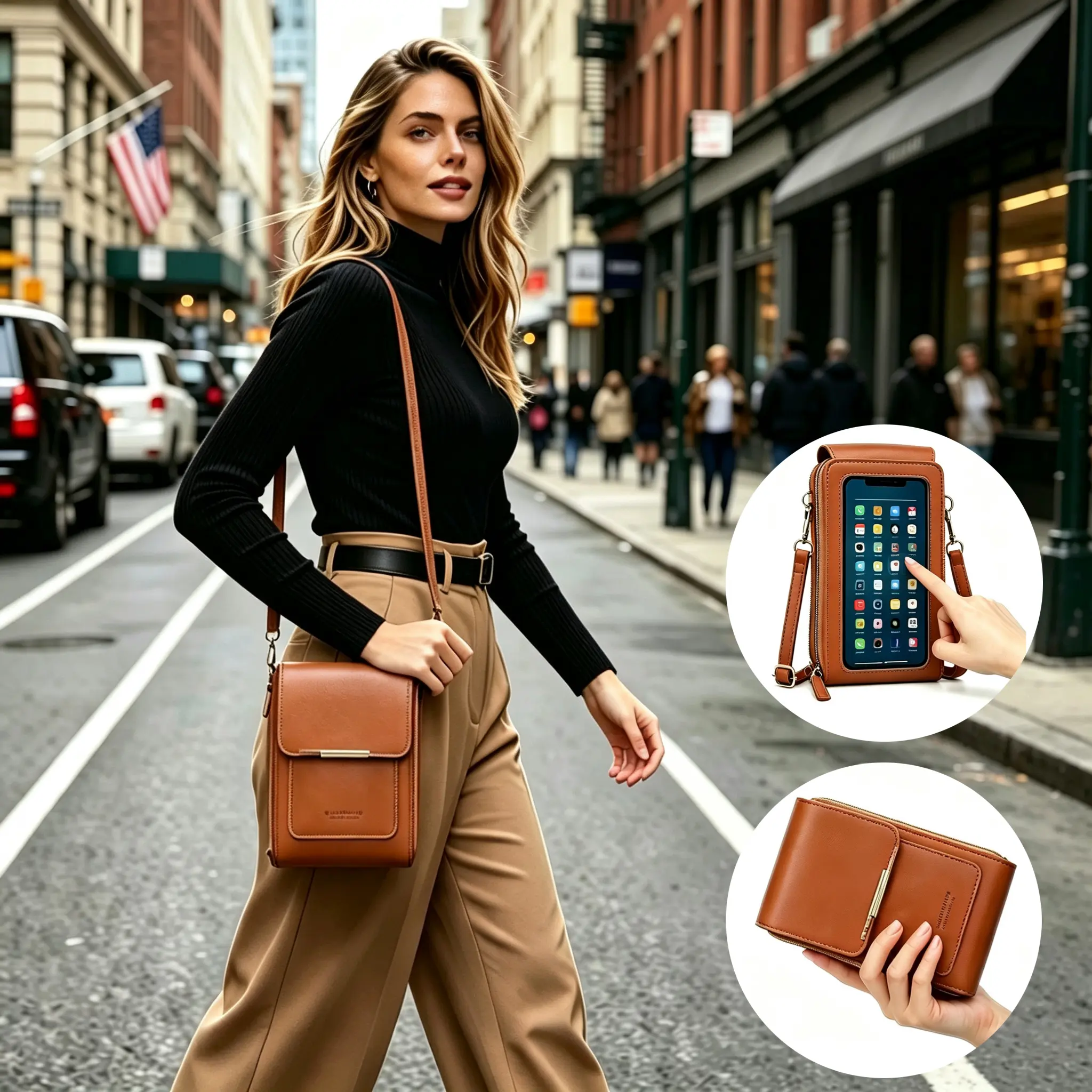 2026 Trendy Minimalist Elegant Women's Touchscreen Crossbody Phone Wallet - Multi-Card Slots, Coin Pouch, Adjustable Strap, Water-Resistant | Crossbody Bags for Women, Everyday Purse | Shopping/Travel Must-Have Accessory, Gift Option