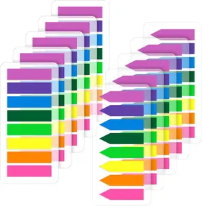 (2000 Pcs) Page Markers Bright Sticky Tabs, Translucent Small Sticky Notes Flags and Arrow Flags, Fluorescent Index Tab Stickers for Notebooks [10 Sets]