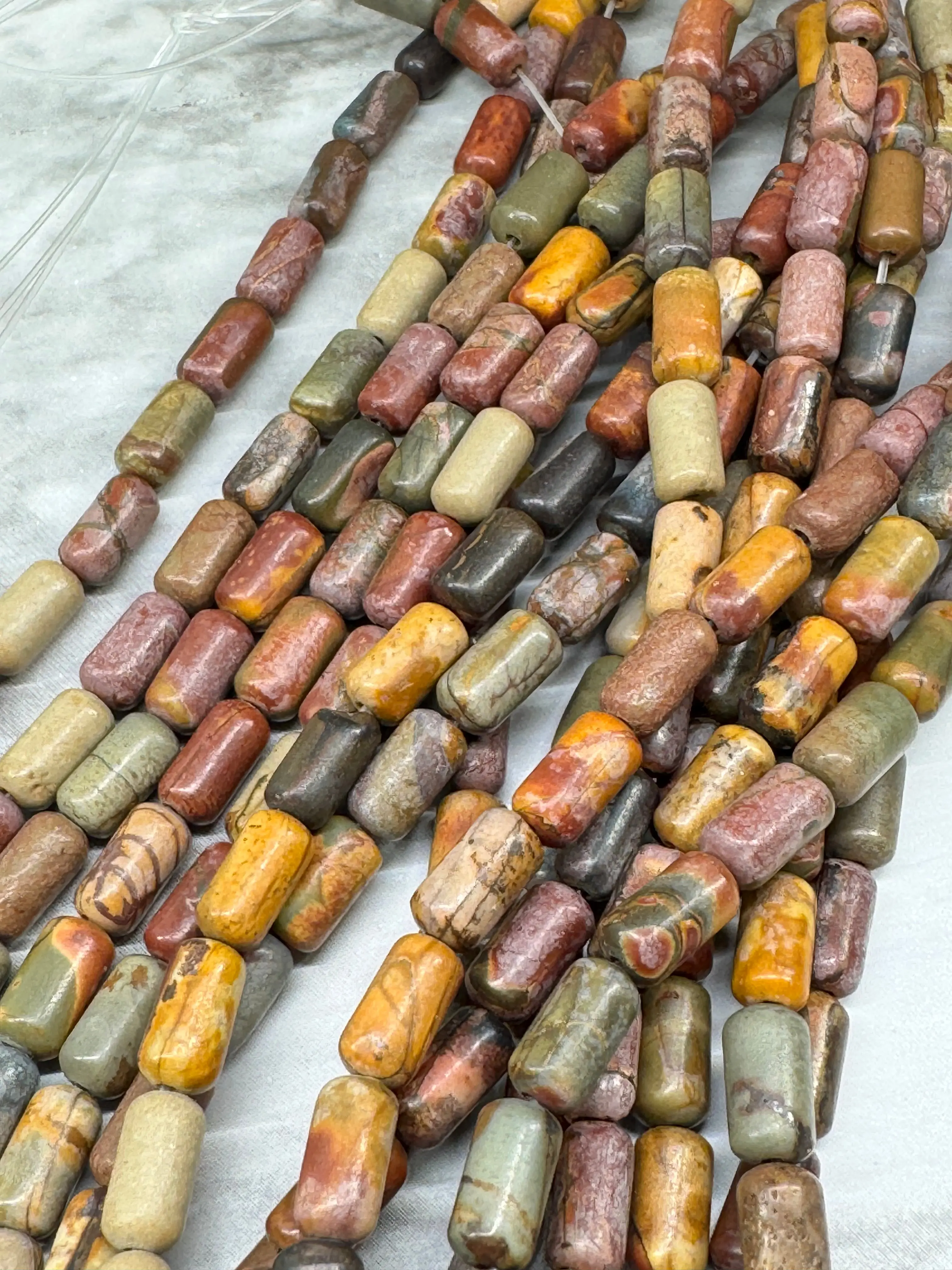 Picasso Jasper Barrel Bead Strand - 7.5x4mm
