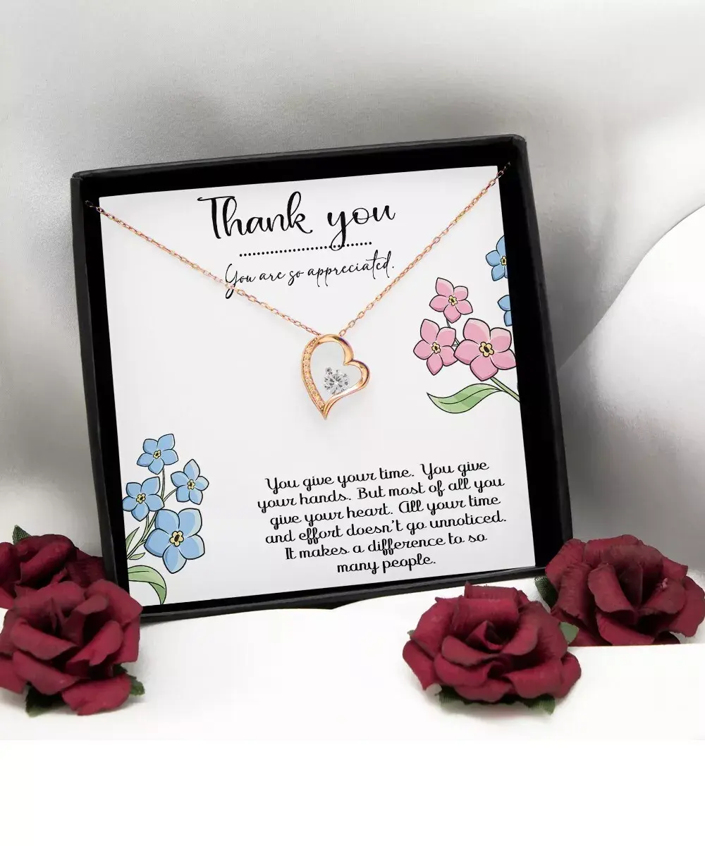Thank You Gift Necklace With Message Card, Mentor Gift for Women