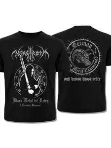 Nargaroth Black Metal Ist Krieg 2001 T-shirt, Black Metal Headwear Style Y2K Casual Streetwear Round Neck Print Spring/summer Loose Oversized Fashion Trend Casual Sports Men's and Women's Y2K