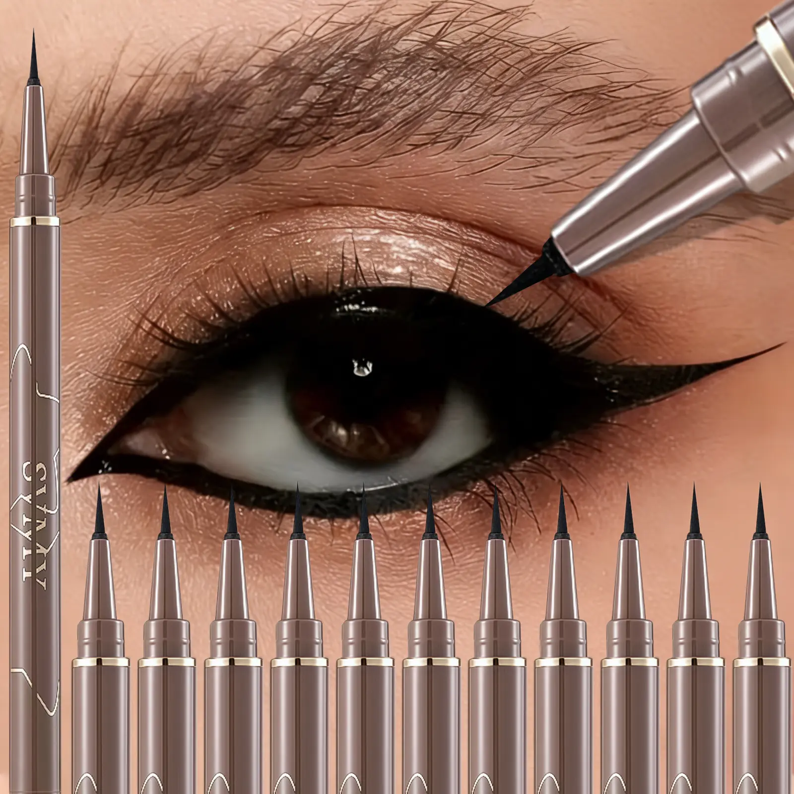 12Pcs Ultra Fine Black Liquid Eyeliner Pencil Long Lasting Natural Makeup Waterproof Sweatproof Smudgeproof Smooth Eyeliner Pens Quick Drying Non Smudged Cosmetic DealsForYouDays