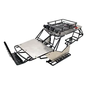 Black Metal Frame Roll Cage Body for 1/10 Scale RC Axial Wraith, 445x190mm, Roof Rack Included, Metal Sheet Included, Side Step