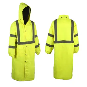 Storm Stripes Lime Green 49" Rain Coat & Hood Reflective