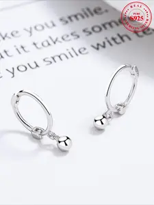 925 Sterling Silver Simple Circle Design, Fashionable High Quality Earrings for Women, Trendy All-match & Exquisite Jewelry for Birthday Gift