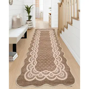 Garvee Home Decor Bedroom Camel Area Rug 2x6 Low Pile Printed Washable Hallway Runner Rug