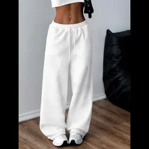 Women's Plain French Terry Sweatpants, Casual Jogger Pants for Daily Wear, Ladies Bottoms for Spring & Fall