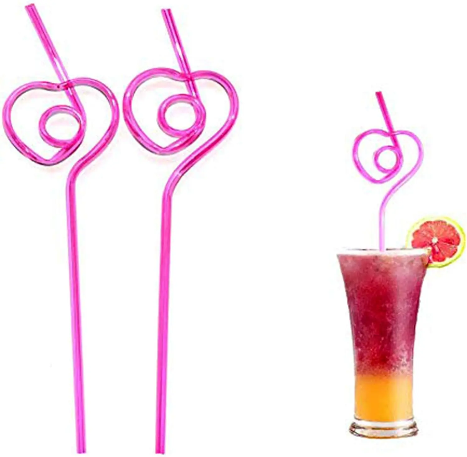 12 count Heart-Shaped Party Straws Drinking Sipping Straws, Novelty Props for Wedding Birthday Party