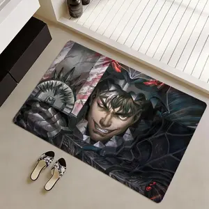 Guts Sword In Berserk Berserk Floor Mat Non-Slip Soft Flannel Thickened Rug Indoor Door Mat, Ultra Soft Absorbent Wear-Resistant Floor Mat for Living Room Hallway Entryway Front Door Porch, Durable Non-Skid Home Decoration Mat for Indoor Daily Use