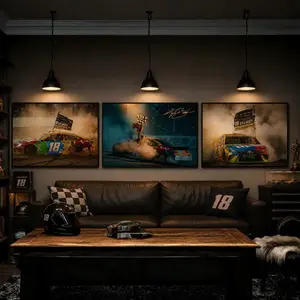 [No Frame] Set 3 Poster Kyle Busch Tribute, NASCAR Legend Memorial Wall Art, RIP Rowdy Decor Home, Vintage NASCAR Tribute Merch
