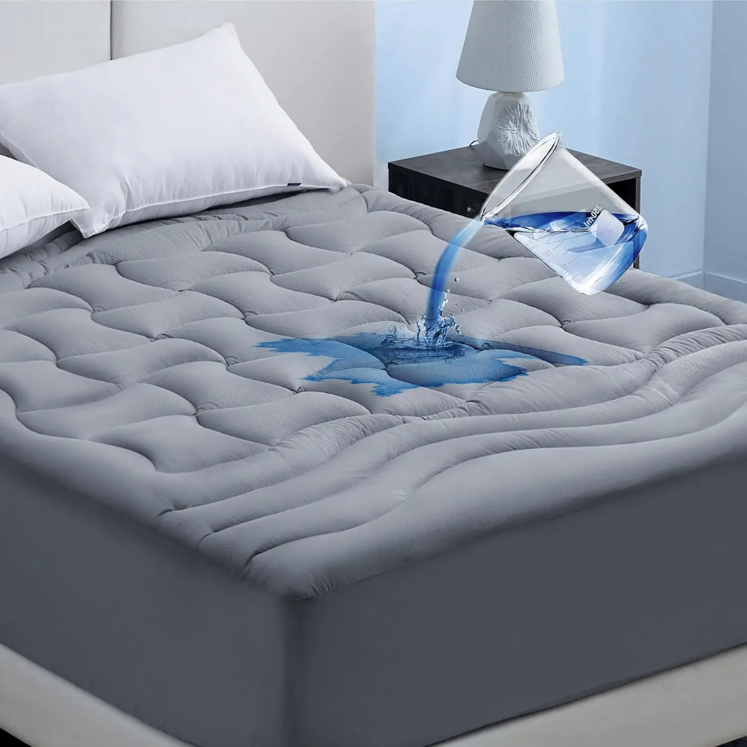 Bedsure Queen Waterproof Mattress Protector - Quilted Fitted 408g Blendtek Fiber Pad Topper, 8-21in Deep Pocket, Breathable Noiseless 5-Layer Bed Cover, Spill Protection, Just-Right Support, Easy to Use, Machine Washable, Water Resistant, Five-Layer