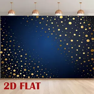1pc Dot Backdrop Blue Golden Elegant Design Polyester Photo Prop for Photography Studio Festive Celebration Live Streaming Bedroom Dorm Decor Birthday Party Cake Table Office