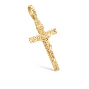 Gold Crucifix Pendant Only, 14k Heavy Plated Gold Lifetime Replacement Guarantee
