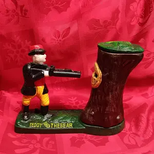 Teddy and The Bear Cast Iron Mechanical Coin Bank