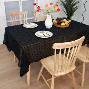 1pc French Vintage Dot Decorative Tablecloth, Japanese Natural Style Table Cover, Dust-Resistant Dining Table Linen, Easy to Clean and Maintain