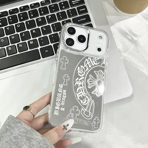 Compatible with iPhone 17/16/15/14/13/12/11/ProMax/Pro/Plus/Ari Minimalist Creative Soft-Edge Hard CaseAcrylic Mirror Finish Silver Premium Makeup Mirror Scratch-Resistant Phone Case