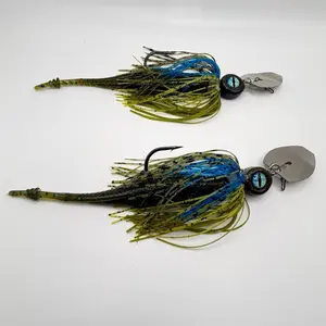 Bluegill Blade Ripper Custom Made DIRECT CONNECT Bladed Jig 2 PACK - 3/8oz or 1/2oz with Sharp VMC Hooks, Custom Skirts & Trailers, Includes Two Jigs & Two Trailers freshwater fishing big bass pro