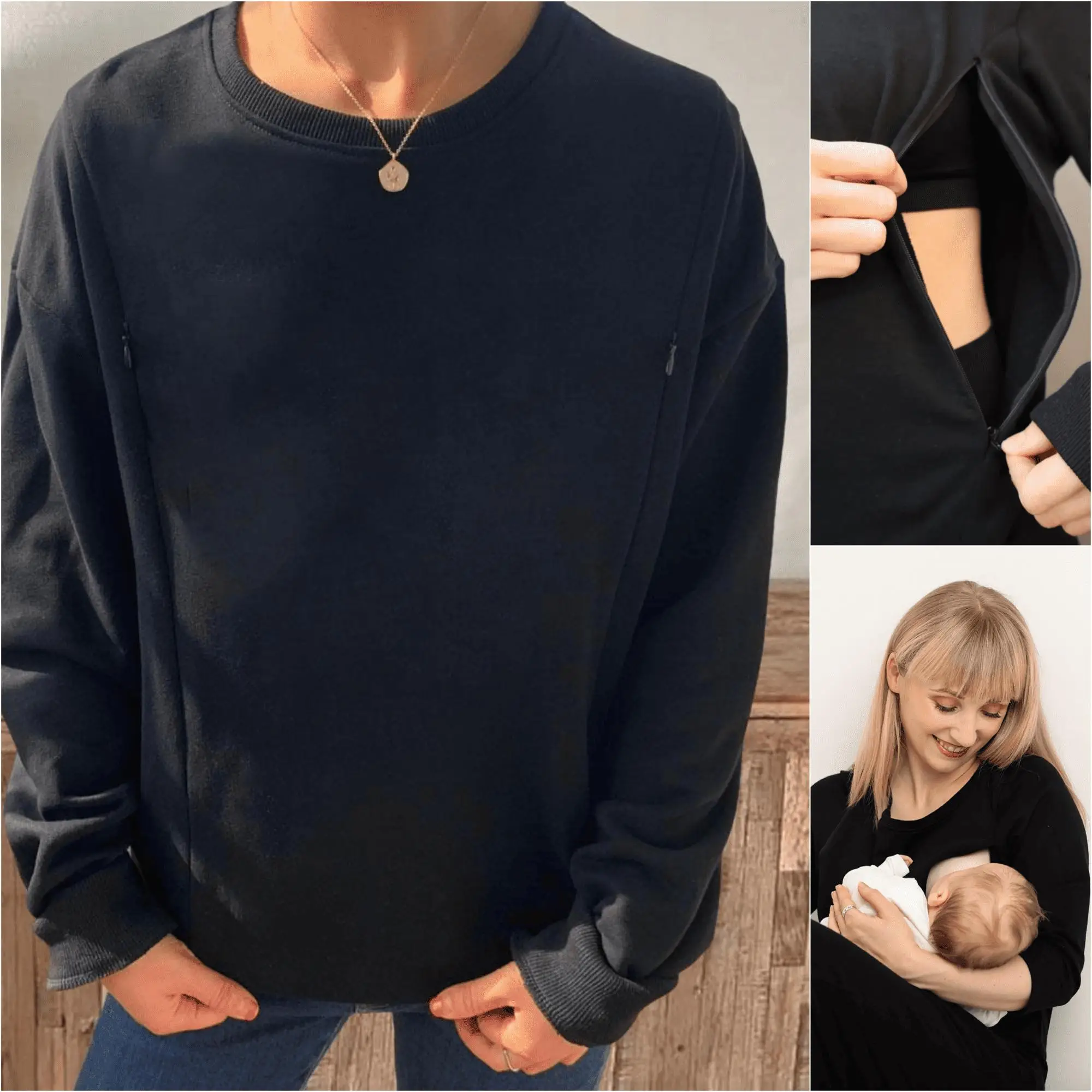 Mama's Solid Color Nursing Sweatshirt