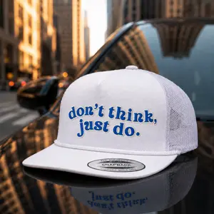 “Motivation Quote Trucker Hat – Don’t Think Just Do Embroidered Snapback Cap, Streetwear Mesh Hat Y2K Aesthetic Unisex”