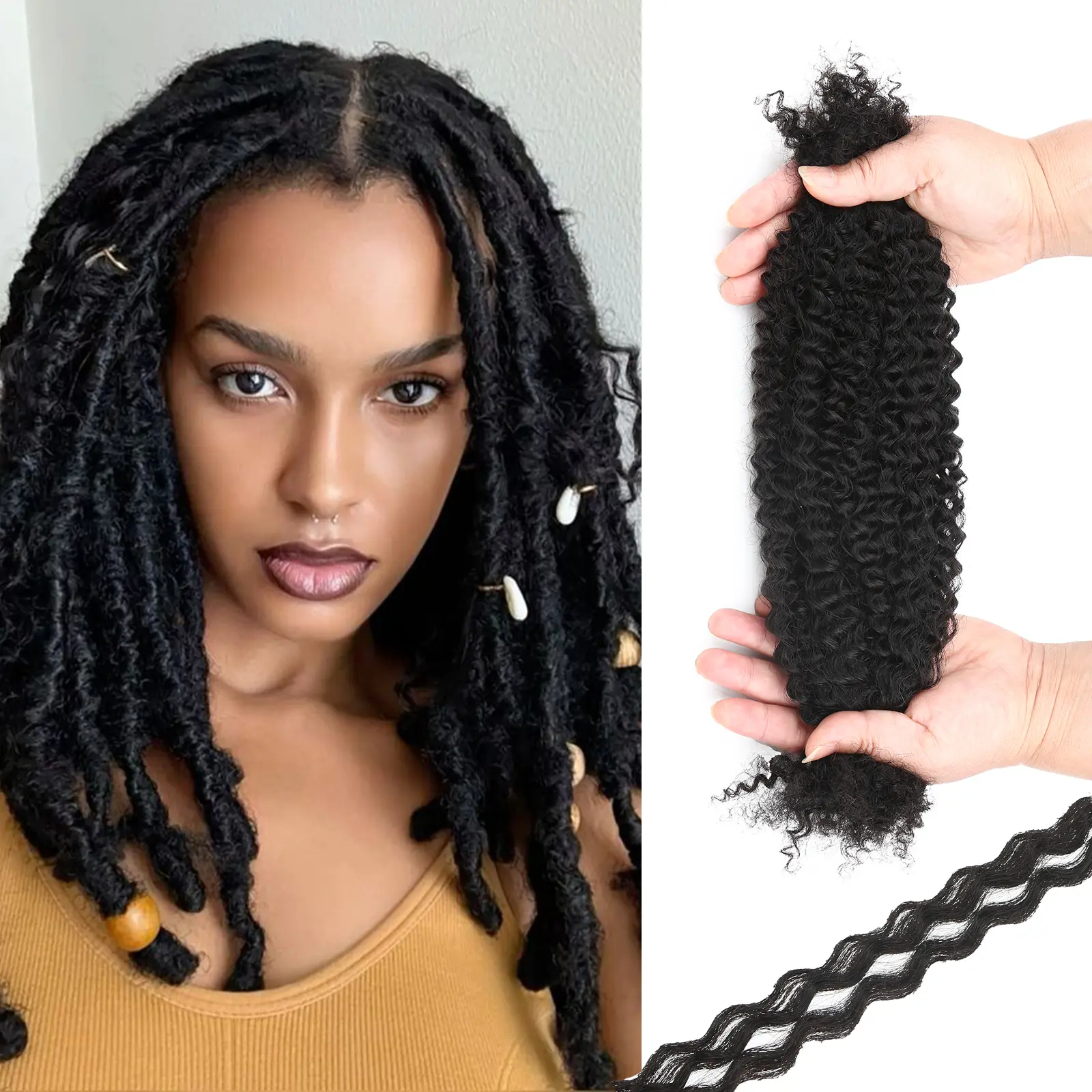 1B 20inch Afro Kinkys Bulk Human Hair for Dreadlocks Extensions Repair, 1 Pack 30g for Micro Locs Extensions