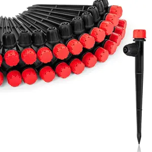 Adjustable Drip Irrigation Emitters with Stakes: 30 count Drip Emitters for 1/4 Inch Drip Irrigation Tubing,360  Irrigation Drippers for Garden Watering