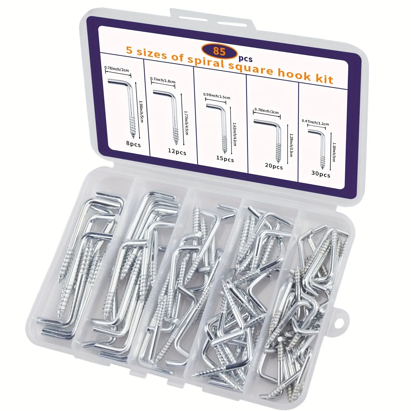 Frame Hooks, 5 Sizes 7-Shape Self-Tapping Screw Hooks, Industrial Hardware Set, Ideal for Home/office Hanging Items