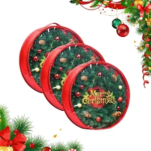 Christmas Wreath Storage Container Wreath Storage Bag 3 Pcs 18 Inch with Zipper and Sturdy Carrying Handle for Christmas Wreath Storage