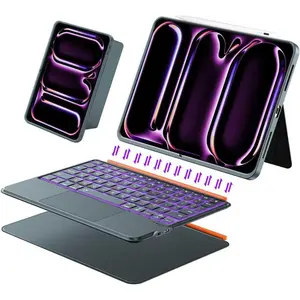 iPad Pro 13 inch Case with Keyboard (M5 2025, M4 2024), Flex  Detachable Backlit Keyboard Case, Larger Multi-Trackpad, Landscape/Portrait, 160? Adjustable Stand, Slim Protective Case (Gray)