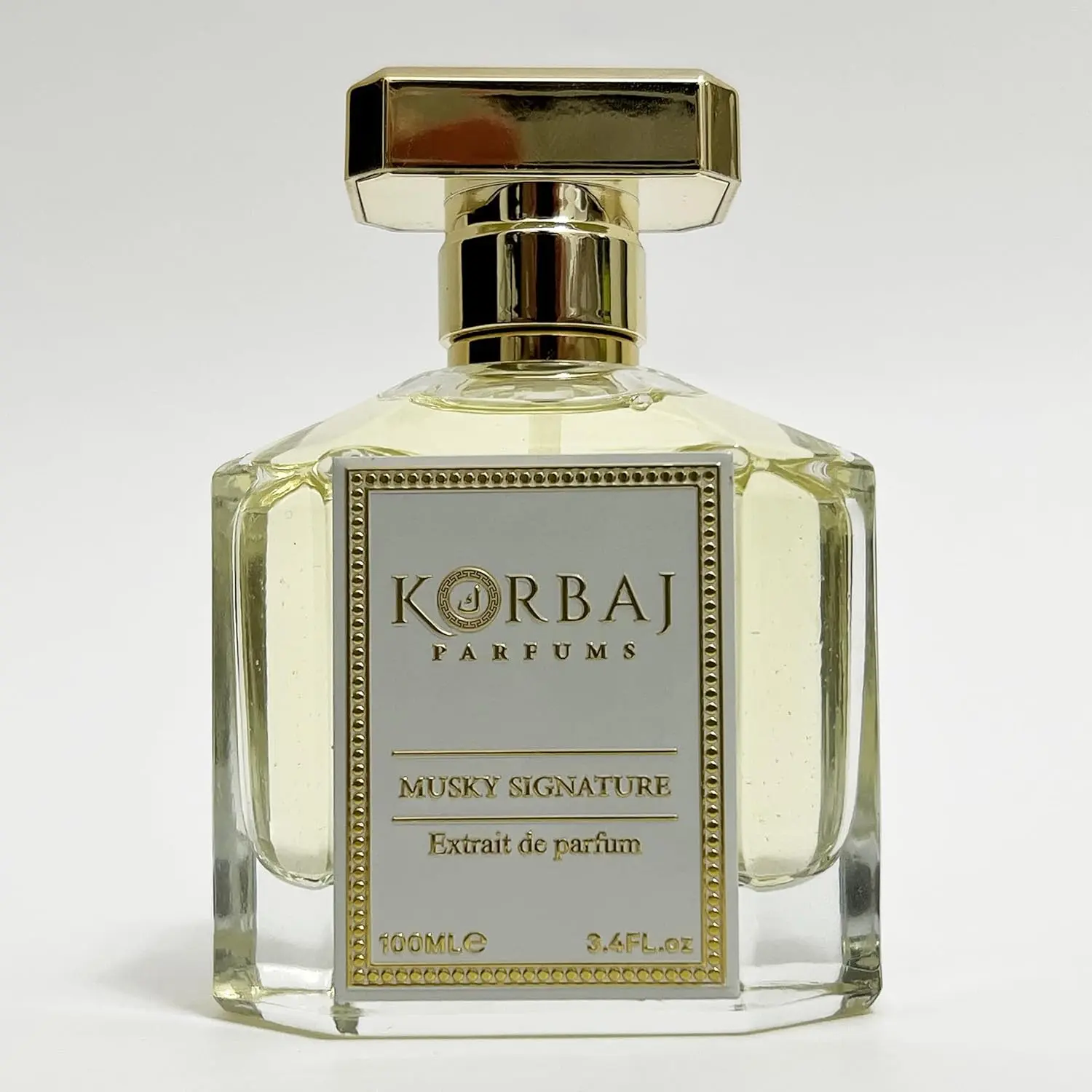 KORBAJ PARFUMS Musky Signature Extrait de Parfum, Unisex Long Lasting Arabian Perfume with Fruity, Jasmine, Cedar & Wood Notes, Paraben Free Liquid Fragrance, 100ml, Vanilla, Lemon, Signature Scent, Adults, Unisex Names, Ammonia Free