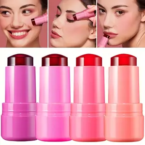 4pcs Multifunctional Matte Cream Jelly Blush Stick - Moisture-Rich, Hydrating Makeup, Lip Care, Long-Lasting, Easy-to-Clear Tint for Eyes, Lips, Cheeks, All Skin Types, Portable On-the-Go Item (tf-4pcs Single Item)