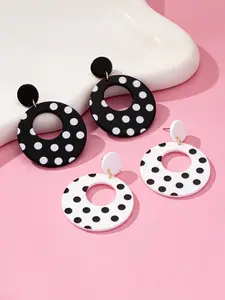 Fashion Polka Dot Pattern Acrylic Material Drop Earrings Geometric Design Round Dangle, Daily Wear Holiday Jewelry, Stylish Ear Accessories for Women