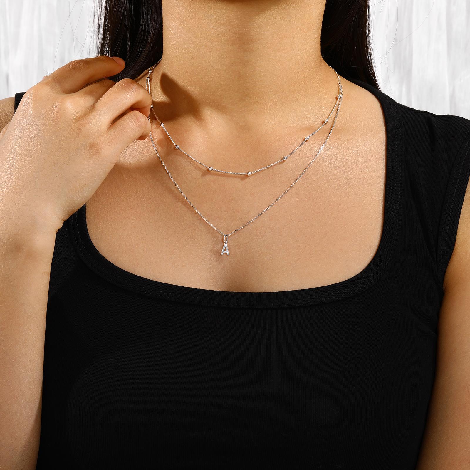 【#P68】 UCCIYO 18K Gold-Plated Minimalist Letter Pendant with Lab-Grown Moissanite S925 Sterling Silver Moissanite Pendant Necklace for Women Men Hip Hop Jewelry Gift