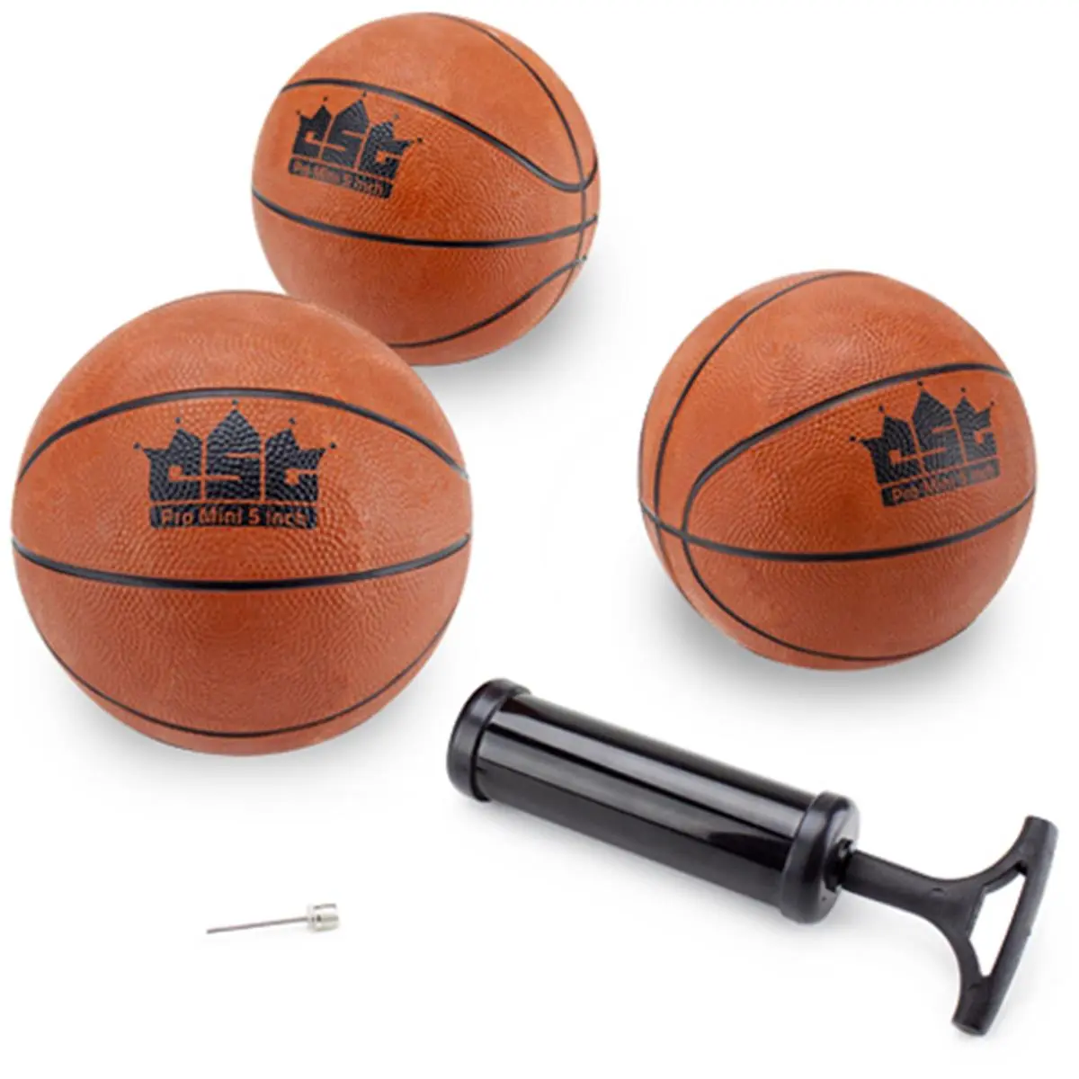 212 MAIN 3-Pack 5-Inch Inflatable Mini Basketballs for Kids, Textured Sports Training Balls with Pump & Needle for Indoor/Outdoor Use, Sports Ball, Training Equipment, Children, Small Hands