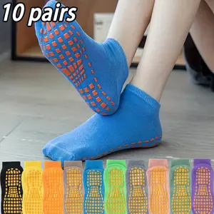10-Pairs Pilates professional Socks Non Slip Athletic Yoga Socks for Women's Non-Slip Grippy socks,  Cozy Polyester-Blend with Superior Grip, Striped Design for Yoga, Pilates, Gym Workouts | All-Season Comfort, Multi-Color Options, Perforated Construction