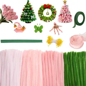 572-Piece Floral Crafting Kit, DIY Art Supplies, Party Decor, Gift Packaging, Includes Chiffon Strips, Stems, Petals, Ribbon, Tape